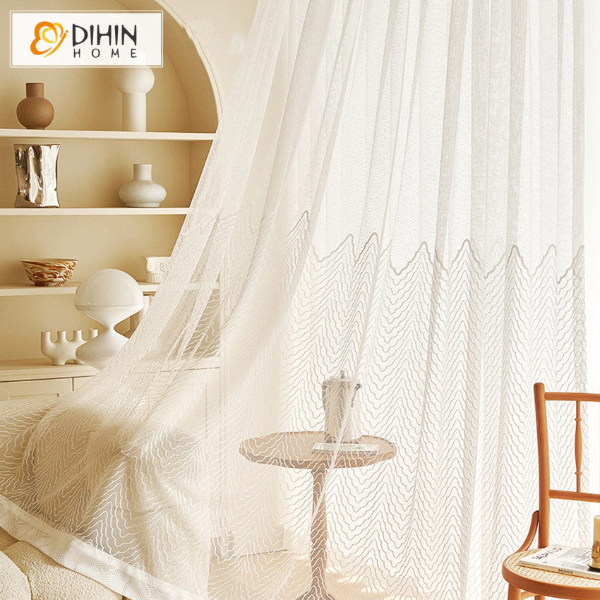 DIHIN HOME Modern Embroidered Sheer Curtains,Grommet Window Curtain for Living Room ,52x63-inch,1 Panel Roman Shades Curtains Window Blinds custom curtains blackout curtains curtains for living room sheer curtains curtain fabric linen curtains kitchen curtains velvet curtains pinch pleat curtains bay window curtains outdoor curtains pleated curtains floral curtains dining room curtains kitchen valances drapes for bedroom patio curtains nursery curtains grommet curtains