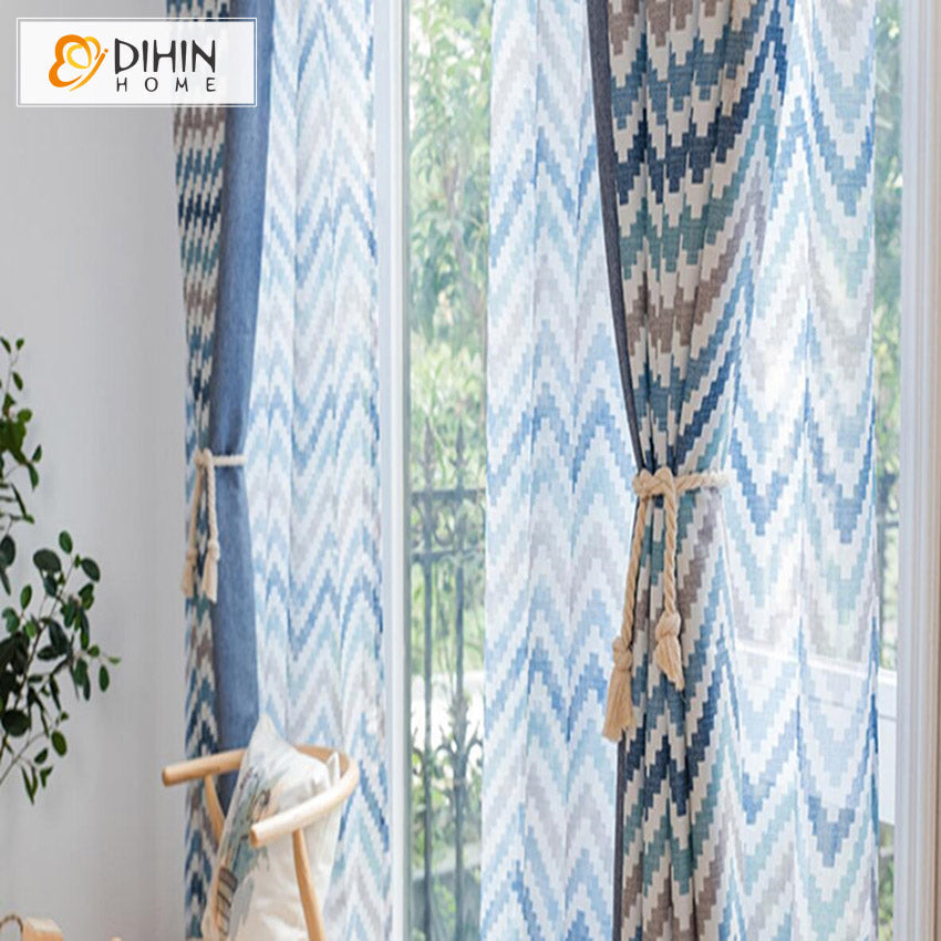 DIHIN HOME Modern Fashion Blue Color Geometric Printed,Blackout Grommet Window Curtain for Living Room ,52x63-inch,1 Panel Roman Shades Curtains Window Blinds custom curtains blackout curtains curtains for living room sheer curtains curtain fabric linen curtains kitchen curtains velvet curtains pinch pleat curtains bay window curtains outdoor curtains pleated curtains floral curtains dining room curtains kitchen valances drapes for bedroom patio curtains nursery curtains grommet curtains
