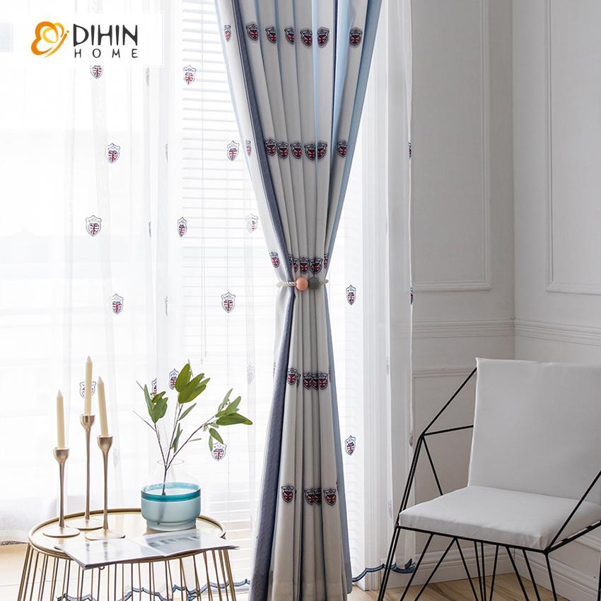 DIHIN HOME Modern Fashion Blue Embroidered Striped Curtains,Blackout Curtains Grommet Window Curtain for Living Room ,52x63-inch,1 Panel Roman Shades Curtains Window Blinds custom curtains blackout curtains curtains for living room sheer curtains curtain fabric linen curtains kitchen curtains velvet curtains pinch pleat curtains bay window curtains outdoor curtains pleated curtains floral curtains dining room curtains kitchen valances drapes for bedroom patio curtains nursery curtains grommet curtains