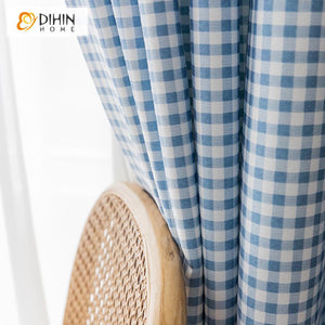 DIHIN HOME Modern Fashion Blue Plaid Printed,Blackout Grommet Window Curtain for Living Room ,52x63-inch,1 Panel Roman Shades Curtains Window Blinds custom curtains blackout curtains curtains for living room sheer curtains curtain fabric linen curtains kitchen curtains velvet curtains pinch pleat curtains bay window curtains outdoor curtains pleated curtains floral curtains dining room curtains kitchen valances drapes for bedroom patio curtains nursery curtains grommet curtains
