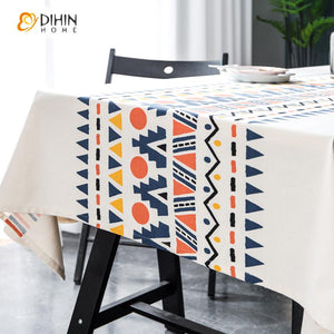 DIHIN HOME Modern Fashion Geometric Printed Tablecloth For Rectangle Tables,Custom Washed Linen Tablecloth,Handmade Rectangle Table Cover Roman Shades Curtains Window Blinds custom curtains blackout curtains curtains for living room sheer curtains curtain fabric linen curtains kitchen curtains velvet curtains pinch pleat curtains bay window curtains outdoor curtains pleated curtains floral curtains dining room curtains kitchen valances drapes for bedroom patio curtains nursery curtains grommet curtains