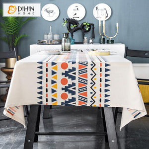 DIHIN HOME Modern Fashion Geometric Printed Tablecloth For Rectangle Tables,Custom Washed Linen Tablecloth,Handmade Rectangle Table Cover Roman Shades Curtains Window Blinds custom curtains blackout curtains curtains for living room sheer curtains curtain fabric linen curtains kitchen curtains velvet curtains pinch pleat curtains bay window curtains outdoor curtains pleated curtains floral curtains dining room curtains kitchen valances drapes for bedroom patio curtains nursery curtains grommet curtains