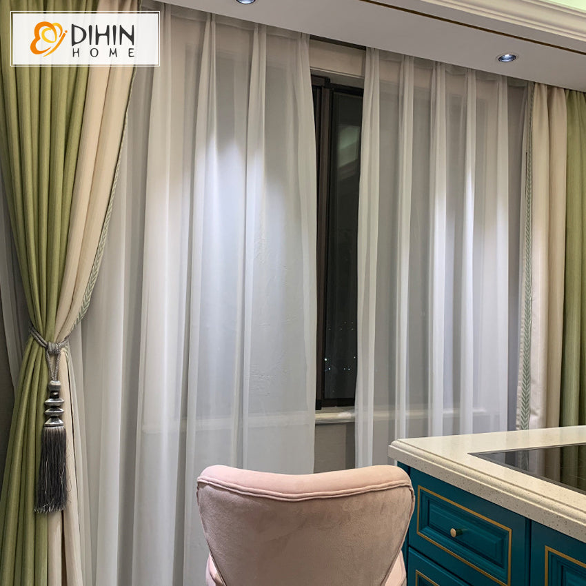 DIHIN HOME Modern Fashion Green Beige Fabric With Lace,Blackout Grommet Window Curtain for Living Room ,52x63-inch,1 Panel Roman Shades Curtains Window Blinds custom curtains blackout curtains curtains for living room sheer curtains curtain fabric linen curtains kitchen curtains velvet curtains pinch pleat curtains bay window curtains outdoor curtains pleated curtains floral curtains dining room curtains kitchen valances drapes for bedroom patio curtains nursery curtains grommet curtains