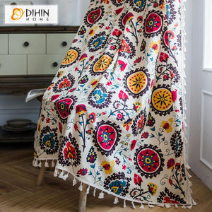 DIHIN HOME Modern Fashion National Style Curtains With Lace ,Blackout Grommet Window Curtain for Living Room ,52x63-inch,1 Panel Roman Shades Curtains Window Blinds custom curtains blackout curtains curtains for living room sheer curtains curtain fabric linen curtains kitchen curtains velvet curtains pinch pleat curtains bay window curtains outdoor curtains pleated curtains floral curtains dining room curtains kitchen valances drapes for bedroom patio curtains nursery curtains grommet curtains