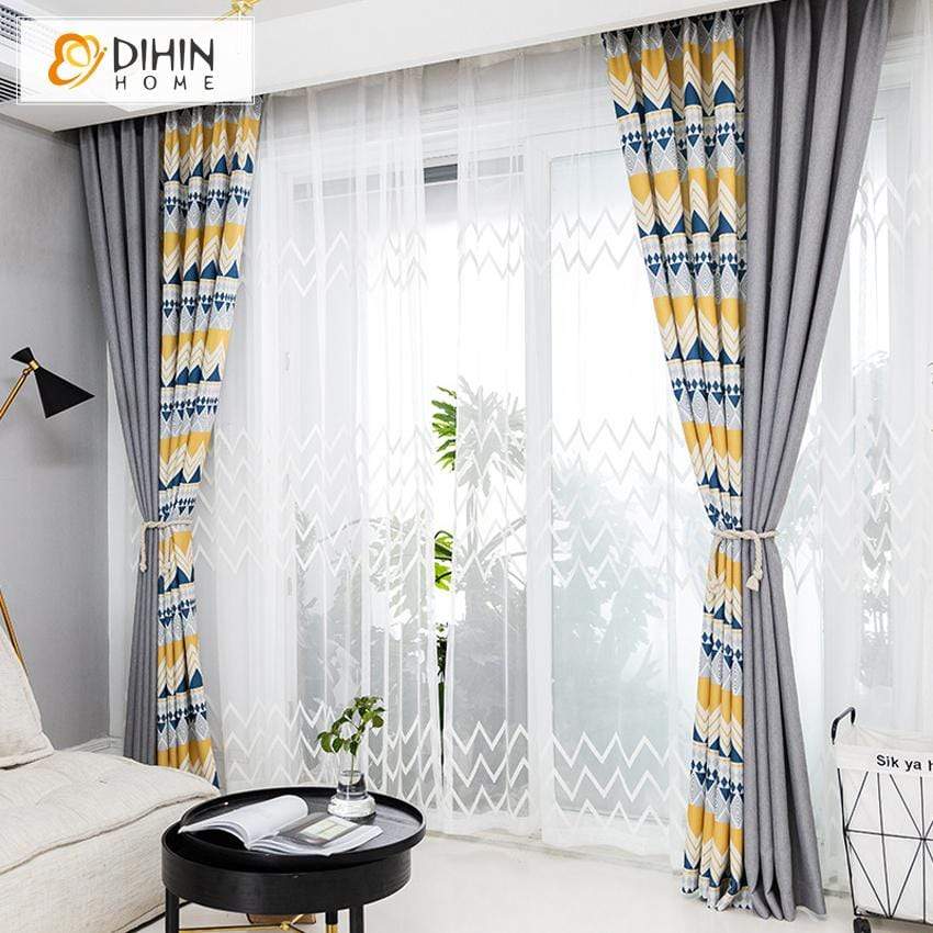 DIHIN HOME Modern Fashion Spliced Curtains，Blackout Grommet Window Curtain for Living Room ,52x63-inch,1 Panel Roman Shades Curtains Window Blinds custom curtains blackout curtains curtains for living room sheer curtains curtain fabric linen curtains kitchen curtains velvet curtains pinch pleat curtains bay window curtains outdoor curtains pleated curtains floral curtains dining room curtains kitchen valances drapes for bedroom patio curtains nursery curtains grommet curtains