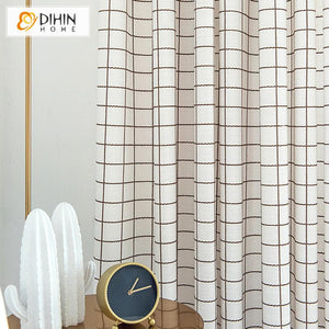 DIHIN HOME Modern Fashion White Color Embroidered Striped,Blackout Curtains Grommet Window Curtain for Living Room ,52x63-inch,1 Panel Roman Shades Curtains Window Blinds custom curtains blackout curtains curtains for living room sheer curtains curtain fabric linen curtains kitchen curtains velvet curtains pinch pleat curtains bay window curtains outdoor curtains pleated curtains floral curtains dining room curtains kitchen valances drapes for bedroom patio curtains nursery curtains grommet curtains