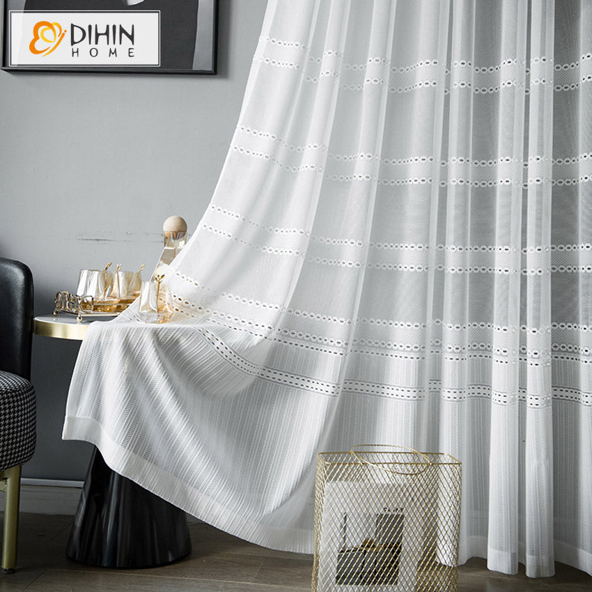 DIHIN HOME Modern Fashion White Embroidered Sheer Curtain,Grommet Window Curtain for Living Room,52x63-inch,1 Panel Roman Shades Curtains Window Blinds custom curtains blackout curtains curtains for living room sheer curtains curtain fabric linen curtains kitchen curtains velvet curtains pinch pleat curtains bay window curtains outdoor curtains pleated curtains floral curtains dining room curtains kitchen valances drapes for bedroom patio curtains nursery curtains grommet curtains