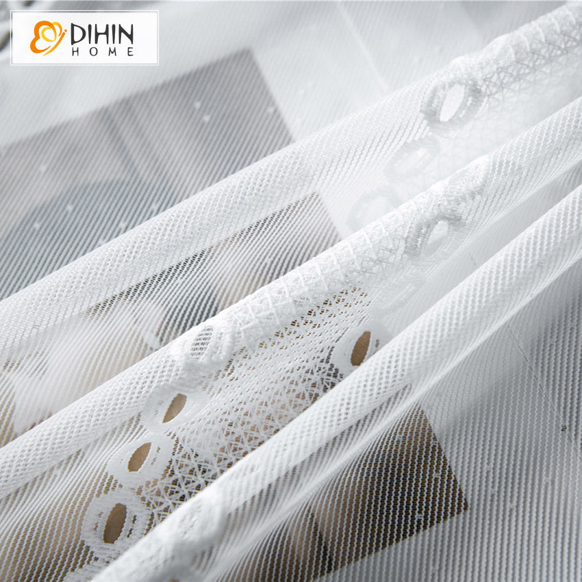 DIHIN HOME Modern Fashion White Embroidered Sheer Curtain,Grommet Window Curtain for Living Room,52x63-inch,1 Panel Roman Shades Curtains Window Blinds custom curtains blackout curtains curtains for living room sheer curtains curtain fabric linen curtains kitchen curtains velvet curtains pinch pleat curtains bay window curtains outdoor curtains pleated curtains floral curtains dining room curtains kitchen valances drapes for bedroom patio curtains nursery curtains grommet curtains