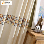 DIHIN HOME Modern Geometric Bar Embroidered Curtain,Blackout Curtains Grommet Window Curtain for Living Room ,52x84-inch,1 Panel Curtains custom curtains blackout curtains curtains for living room curtain fabric linen curtains