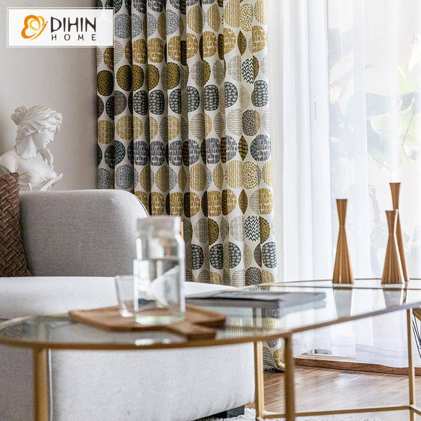 DIHIN HOME Modern Geometric Circles Printed Curtains ,Blackout Grommet Window Curtain for Living Room ,52x63-inch,1 Panel Roman Shades Curtains Window Blinds custom curtains blackout curtains curtains for living room sheer curtains curtain fabric linen curtains kitchen curtains velvet curtains pinch pleat curtains bay window curtains outdoor curtains pleated curtains floral curtains dining room curtains kitchen valances drapes for bedroom patio curtains nursery curtains grommet curtains