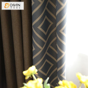DIHIN HOME Modern Geometric Cotton / Linen Farbic Spliced,Blackout Grommet Window Curtain for Living Room ,52x63-inch,1 Panel Roman Shades Curtains Window Blinds custom curtains blackout curtains curtains for living room sheer curtains curtain fabric linen curtains kitchen curtains velvet curtains pinch pleat curtains bay window curtains outdoor curtains pleated curtains floral curtains dining room curtains kitchen valances drapes for bedroom patio curtains nursery curtains grommet curtains