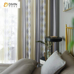 DIHIN HOME Modern Geometric Curtains，Blackout Grommet Window Curtain for Living Room ,52x63-inch,1 Panel Roman Shades Curtains Window Blinds custom curtains blackout curtains curtains for living room sheer curtains curtain fabric linen curtains kitchen curtains velvet curtains pinch pleat curtains bay window curtains outdoor curtains pleated curtains floral curtains dining room curtains kitchen valances drapes for bedroom patio curtains nursery curtains grommet curtains