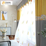 DIHIN HOME Modern Geometric Grey and Yellow Printed Curtain With Valance ,Blackout Curtains Grommet Window Curtain for Living Room ,52x84-inch,1 Panel Roman Shades Window Curtains Curtains Window Blinds Curtains Drapes linen drapery curtains and drapes windows drapes custom curtains blackout curtains curtains for living room window shades sheer curtains curtain fabric window treatments custom drapery