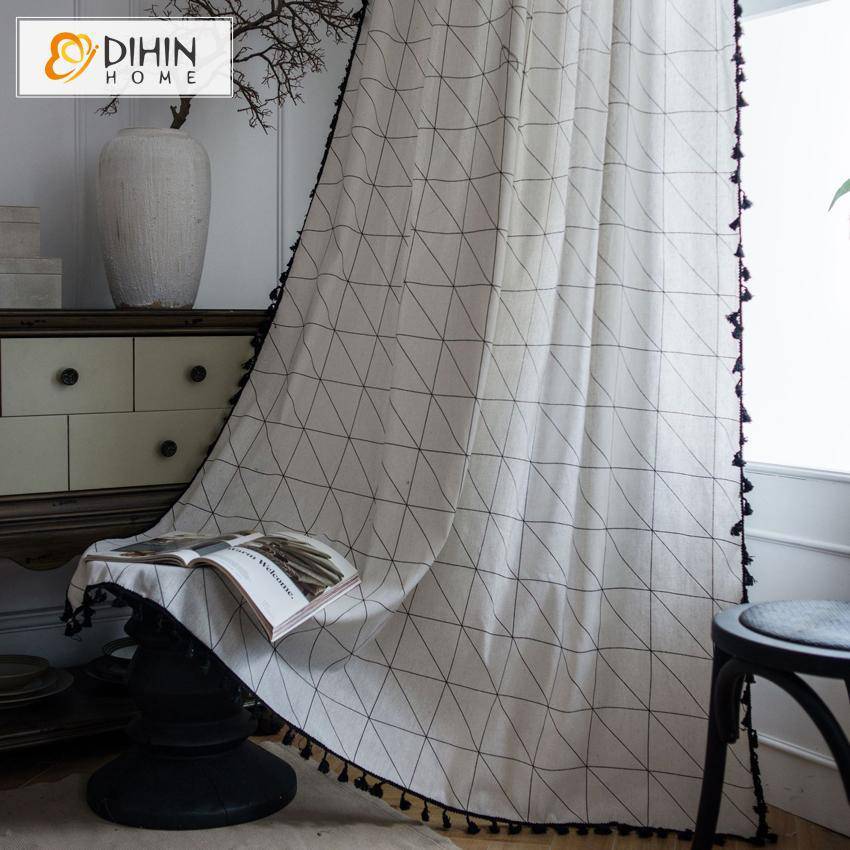 DIHIN HOME Modern Geometric Lines Curtains With Lace ,Blackout Grommet Window Curtain for Living Room ,52x63-inch,1 Panel Roman Shades Curtains Window Blinds custom curtains blackout curtains curtains for living room sheer curtains curtain fabric linen curtains kitchen curtains velvet curtains pinch pleat curtains bay window curtains outdoor curtains pleated curtains floral curtains dining room curtains kitchen valances drapes for bedroom patio curtains nursery curtains grommet curtains