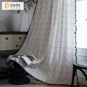 DIHIN HOME Modern Geometric Lines Curtains With Lace ,Blackout Grommet Window Curtain for Living Room ,52x63-inch,1 Panel Roman Shades Curtains Window Blinds custom curtains blackout curtains curtains for living room sheer curtains curtain fabric linen curtains kitchen curtains velvet curtains pinch pleat curtains bay window curtains outdoor curtains pleated curtains floral curtains dining room curtains kitchen valances drapes for bedroom patio curtains nursery curtains grommet curtains