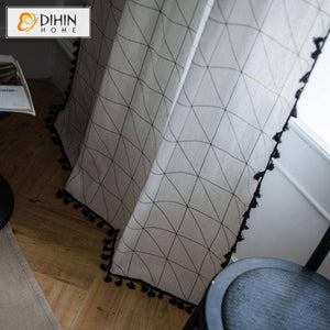 DIHIN HOME Modern Geometric Lines Curtains With Lace ,Blackout Grommet Window Curtain for Living Room ,52x63-inch,1 Panel Roman Shades Curtains Window Blinds custom curtains blackout curtains curtains for living room sheer curtains curtain fabric linen curtains kitchen curtains velvet curtains pinch pleat curtains bay window curtains outdoor curtains pleated curtains floral curtains dining room curtains kitchen valances drapes for bedroom patio curtains nursery curtains grommet curtains