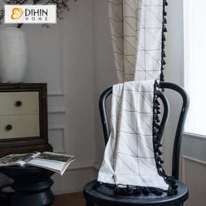 DIHIN HOME Modern Geometric Lines Curtains With Lace ,Blackout Grommet Window Curtain for Living Room ,52x63-inch,1 Panel Roman Shades Curtains Window Blinds custom curtains blackout curtains curtains for living room sheer curtains curtain fabric linen curtains kitchen curtains velvet curtains pinch pleat curtains bay window curtains outdoor curtains pleated curtains floral curtains dining room curtains kitchen valances drapes for bedroom patio curtains nursery curtains grommet curtains