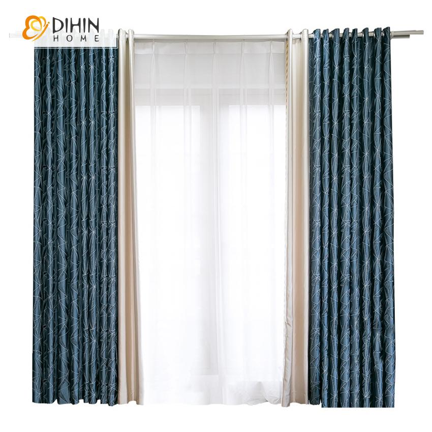 DIHIN HOME Modern Geometric Lines With Embroidered Lace,Blackout Grommet Window Curtain for Living Room ,52x63-inch,1 Panel Roman Shades Curtains Window Blinds custom curtains blackout curtains curtains for living room sheer curtains curtain fabric linen curtains kitchen curtains velvet curtains pinch pleat curtains bay window curtains outdoor curtains pleated curtains floral curtains dining room curtains kitchen valances drapes for bedroom patio curtains nursery curtains grommet curtains