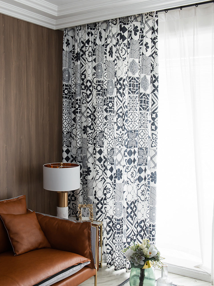 DIHIN HOME Modern Geometric Printed,Blackout Grommet Window Curtain for Living Room ,52x63-inch,1 Panel Roman Shades Curtains Window Blinds custom curtains blackout curtains curtains for living room sheer curtains curtain fabric linen curtains kitchen curtains velvet curtains pinch pleat curtains bay window curtains outdoor curtains pleated curtains floral curtains dining room curtains kitchen valances drapes for bedroom patio curtains nursery curtains grommet curtains