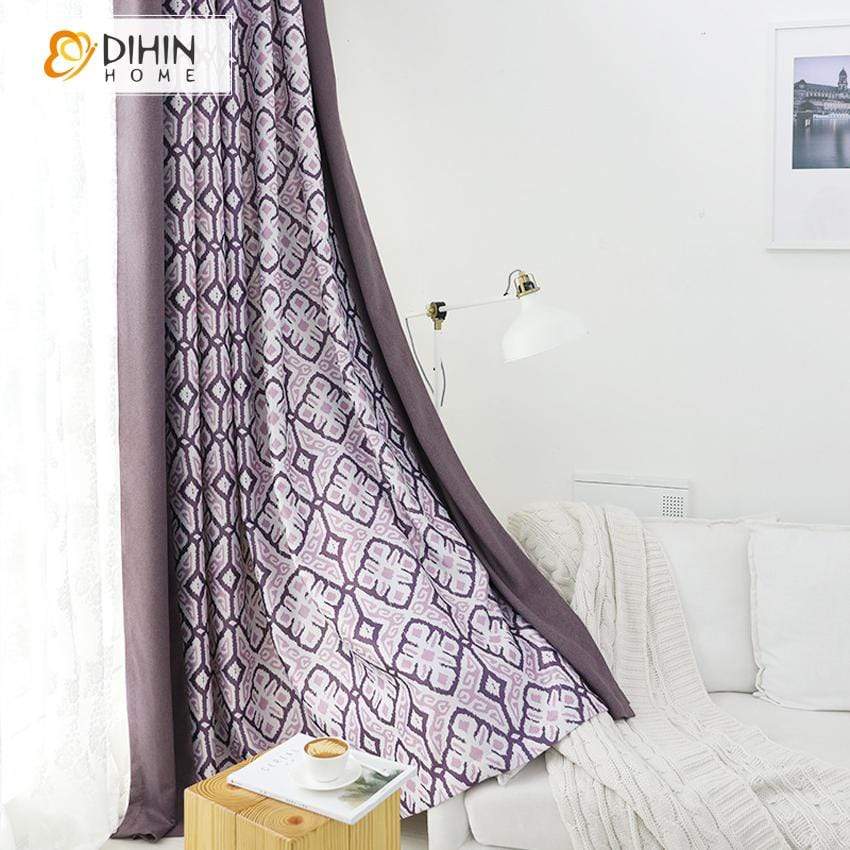 DIHIN HOME Modern Geometric Printed Spliced Curtains，Blackout Grommet Window Curtain for Living Room ,52x63-inch,1 Panel Roman Shades Curtains Window Blinds custom curtains blackout curtains curtains for living room sheer curtains curtain fabric linen curtains kitchen curtains velvet curtains pinch pleat curtains bay window curtains outdoor curtains pleated curtains floral curtains dining room curtains kitchen valances drapes for bedroom patio curtains nursery curtains grommet curtains