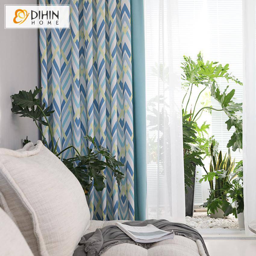 DIHIN HOME Modern Geometric Printed Spliced Curtains，Blackout Grommet Window Curtain for Living Room ,52x63-inch,1 Panel Roman Shades Curtains Window Blinds custom curtains blackout curtains curtains for living room sheer curtains curtain fabric linen curtains kitchen curtains velvet curtains pinch pleat curtains bay window curtains outdoor curtains pleated curtains floral curtains dining room curtains kitchen valances drapes for bedroom patio curtains nursery curtains grommet curtains