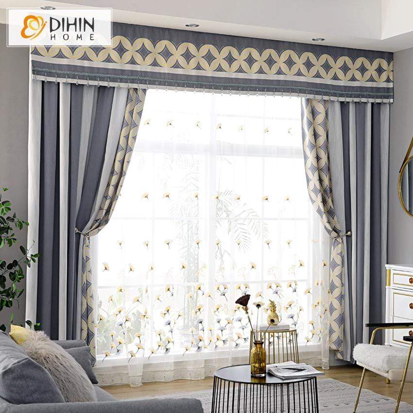 DIHIN HOME Modern Geometric Spilced Curtain With Valance ,Blackout Curtains Grommet Window Curtain for Living Room ,52x84-inch,1 Panel Roman Shades Curtains Window Blinds custom curtains blackout curtains curtains for living room sheer curtains curtain fabric linen curtains kitchen curtains velvet curtains pinch pleat curtains bay window curtains outdoor curtains pleated curtains floral curtains dining room curtains kitchen valances drapes for bedroom patio curtains nursery curtains grommet curtains