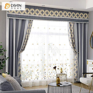 DIHIN HOME Modern Geometric Spilced Curtain With Valance ,Blackout Curtains Grommet Window Curtain for Living Room ,52x84-inch,1 Panel Roman Shades Curtains Window Blinds custom curtains blackout curtains curtains for living room sheer curtains curtain fabric linen curtains kitchen curtains velvet curtains pinch pleat curtains bay window curtains outdoor curtains pleated curtains floral curtains dining room curtains kitchen valances drapes for bedroom patio curtains nursery curtains grommet curtains
