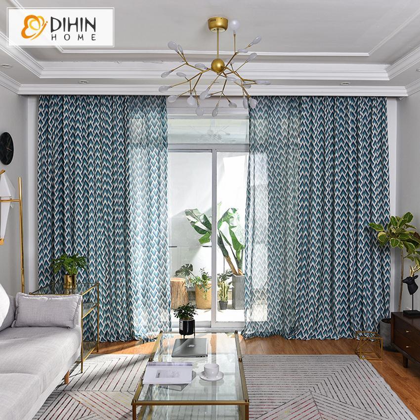 DIHIN HOME Modern Geometric Waves Blue Color Blackout Curtains ,Blackout Grommet Window Curtain for Living Room ,52x63-inch,1 Panel Roman Shades Curtains Window Blinds custom curtains blackout curtains curtains for living room sheer curtains curtain fabric linen curtains kitchen curtains velvet curtains pinch pleat curtains bay window curtains outdoor curtains pleated curtains floral curtains dining room curtains kitchen valances drapes for bedroom patio curtains nursery curtains grommet curtains