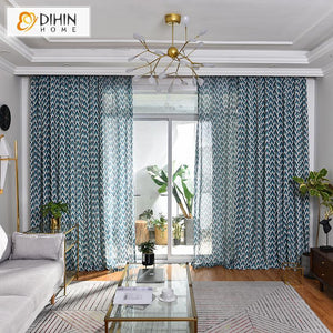 DIHIN HOME Modern Geometric Waves Blue Color Blackout Curtains ,Blackout Grommet Window Curtain for Living Room ,52x63-inch,1 Panel Roman Shades Curtains Window Blinds custom curtains blackout curtains curtains for living room sheer curtains curtain fabric linen curtains kitchen curtains velvet curtains pinch pleat curtains bay window curtains outdoor curtains pleated curtains floral curtains dining room curtains kitchen valances drapes for bedroom patio curtains nursery curtains grommet curtains
