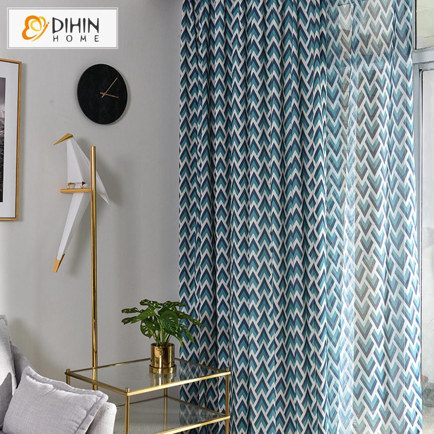 DIHIN HOME Modern Geometric Waves Blue Color Blackout Curtains ,Blackout Grommet Window Curtain for Living Room ,52x63-inch,1 Panel Roman Shades Curtains Window Blinds custom curtains blackout curtains curtains for living room sheer curtains curtain fabric linen curtains kitchen curtains velvet curtains pinch pleat curtains bay window curtains outdoor curtains pleated curtains floral curtains dining room curtains kitchen valances drapes for bedroom patio curtains nursery curtains grommet curtains
