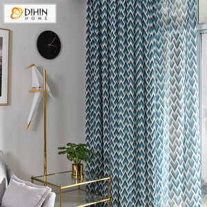 DIHIN HOME Modern Geometric Waves Blue Color Blackout Curtains ,Blackout Grommet Window Curtain for Living Room ,52x63-inch,1 Panel Roman Shades Curtains Window Blinds custom curtains blackout curtains curtains for living room sheer curtains curtain fabric linen curtains kitchen curtains velvet curtains pinch pleat curtains bay window curtains outdoor curtains pleated curtains floral curtains dining room curtains kitchen valances drapes for bedroom patio curtains nursery curtains grommet curtains