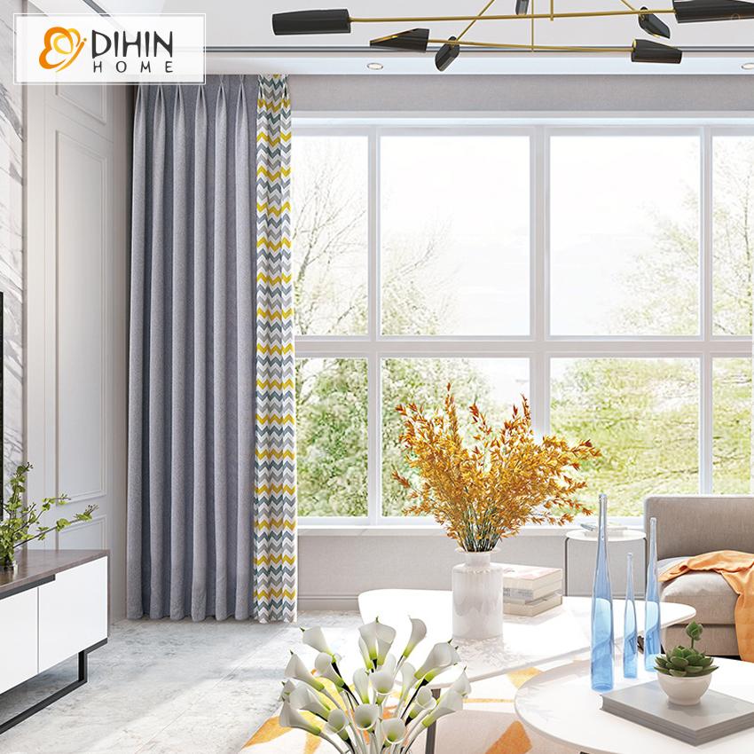 DIHIN HOME Modern Geometric Waves Printed,Blackout Grommet Window Curtain for Living Room ,52x63-inch,1 Panel Roman Shades Curtains Window Blinds custom curtains blackout curtains curtains for living room sheer curtains curtain fabric linen curtains kitchen curtains velvet curtains pinch pleat curtains bay window curtains outdoor curtains pleated curtains floral curtains dining room curtains kitchen valances drapes for bedroom patio curtains nursery curtains grommet curtains