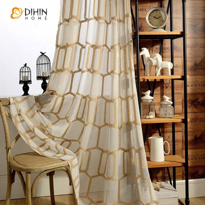 DIHIN HOME Modern Geometry Cotton Lineng Sheer Curtain,Grommet Window Curtain for Living Room ,52x63-inch,1 Panel Roman Shades Curtains Window Blinds custom curtains blackout curtains curtains for living room sheer curtains curtain fabric linen curtains kitchen curtains velvet curtains pinch pleat curtains bay window curtains outdoor curtains pleated curtains floral curtains dining room curtains kitchen valances drapes for bedroom patio curtains nursery curtains grommet curtains
