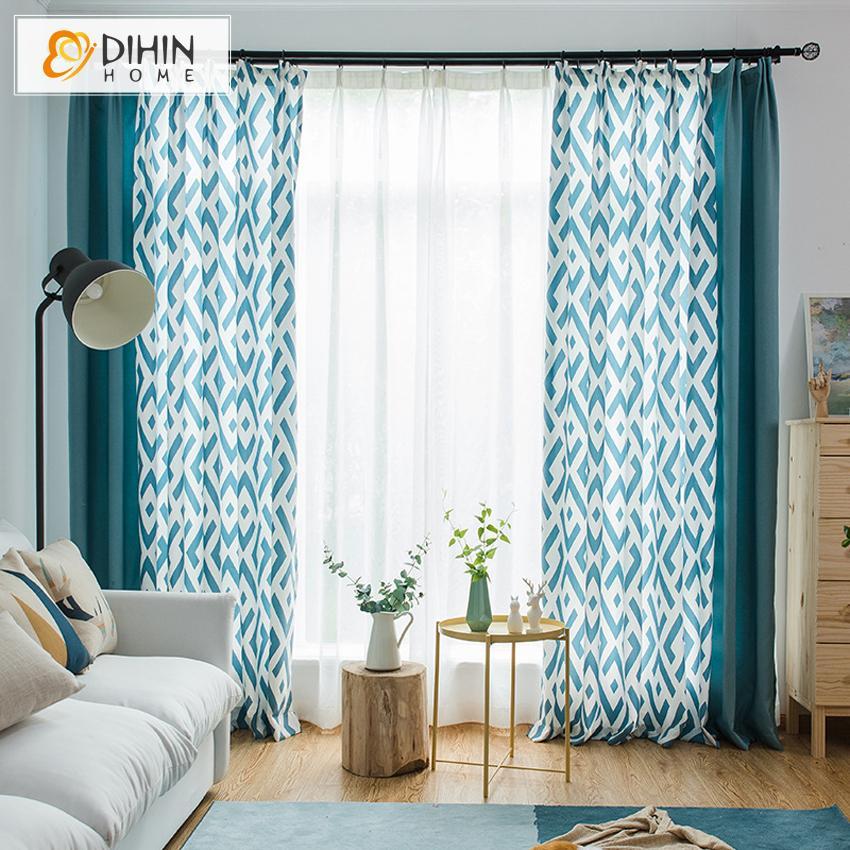 DIHIN HOME Modern Geometry Spliced Curtains，Blackout Grommet Window Curtain for Living Room ,52x63-inch,1 Panel Roman Shades Curtains Window Blinds custom curtains blackout curtains curtains for living room sheer curtains curtain fabric linen curtains kitchen curtains velvet curtains pinch pleat curtains bay window curtains outdoor curtains pleated curtains floral curtains dining room curtains kitchen valances drapes for bedroom patio curtains nursery curtains grommet curtains
