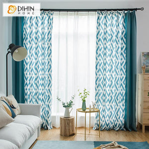 DIHIN HOME Modern Geometry Spliced Curtains，Blackout Grommet Window Curtain for Living Room ,52x63-inch,1 Panel Roman Shades Curtains Window Blinds custom curtains blackout curtains curtains for living room sheer curtains curtain fabric linen curtains kitchen curtains velvet curtains pinch pleat curtains bay window curtains outdoor curtains pleated curtains floral curtains dining room curtains kitchen valances drapes for bedroom patio curtains nursery curtains grommet curtains