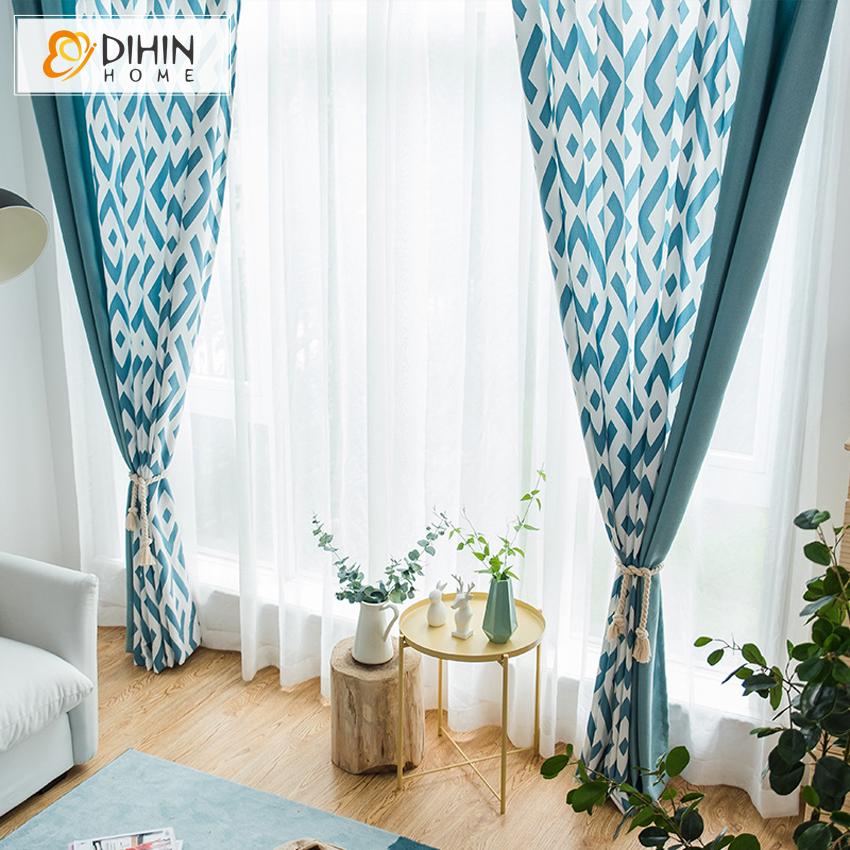 DIHIN HOME Modern Geometry Spliced Curtains，Blackout Grommet Window Curtain for Living Room ,52x63-inch,1 Panel Roman Shades Curtains Window Blinds custom curtains blackout curtains curtains for living room sheer curtains curtain fabric linen curtains kitchen curtains velvet curtains pinch pleat curtains bay window curtains outdoor curtains pleated curtains floral curtains dining room curtains kitchen valances drapes for bedroom patio curtains nursery curtains grommet curtains