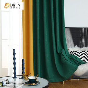 DIHIN HOME Modern Green and Yellow Color Jacquard,Blackout Grommet Window Curtain for Living Room ,52x63-inch,1 Panel Roman Shades Curtains Window Blinds custom curtains blackout curtains curtains for living room sheer curtains curtain fabric linen curtains kitchen curtains velvet curtains pinch pleat curtains bay window curtains outdoor curtains pleated curtains floral curtains dining room curtains kitchen valances drapes for bedroom patio curtains nursery curtains grommet curtains