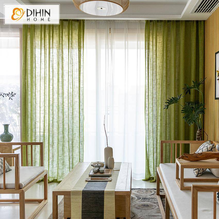 DIHIN HOME Modern Green Day Curtain ,Sheer Curtain, Grommet Window Curtain for Living Room ,52x63-inch,1 Panel Roman Shades Curtains Window Blinds custom curtains blackout curtains curtains for living room sheer curtains curtain fabric linen curtains kitchen curtains velvet curtains pinch pleat curtains bay window curtains outdoor curtains pleated curtains floral curtains dining room curtains kitchen valances drapes for bedroom patio curtains nursery curtains grommet curtains