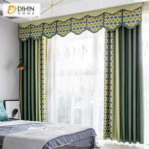 DIHIN HOME Modern Green Geometric Spliced Curtain With Valance ,Blackout Curtains Grommet Window Curtain for Living Room ,52x84-inch,1 Panel Roman Shades Curtains Window Blinds custom curtains blackout curtains curtains for living room sheer curtains curtain fabric linen curtains kitchen curtains velvet curtains pinch pleat curtains bay window curtains outdoor curtains pleated curtains floral curtains dining room curtains kitchen valances drapes for bedroom patio curtains nursery curtains grommet curtains