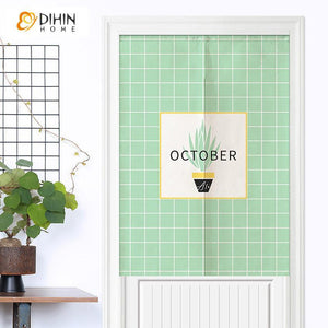 DIHIN HOME Modern Green Plaid Printed Japanese Noren Doorway Curtain Tapestry,Cotton Linen,Door Way Curtain Door Hanging Tapestry,33.5''Wx59''L,1 Panel Roman Shades Window Curtains Curtains Window Blinds Curtains Drapes linen drapery curtains and drapes windows drapes custom curtains blackout curtains curtains for living room window shades sheer curtains curtain fabric window treatments custom drapery
