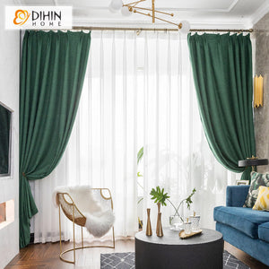 DIHIN HOME Modern Green Thick Cotton Linen Curtains,Grommet Window Curtain for Living Room ,52x63-inch,1 Panel Roman Shades Curtains Window Blinds custom curtains blackout curtains curtains for living room sheer curtains curtain fabric linen curtains kitchen curtains velvet curtains pinch pleat curtains bay window curtains outdoor curtains pleated curtains floral curtains dining room curtains kitchen valances drapes for bedroom patio curtains nursery curtains grommet curtains