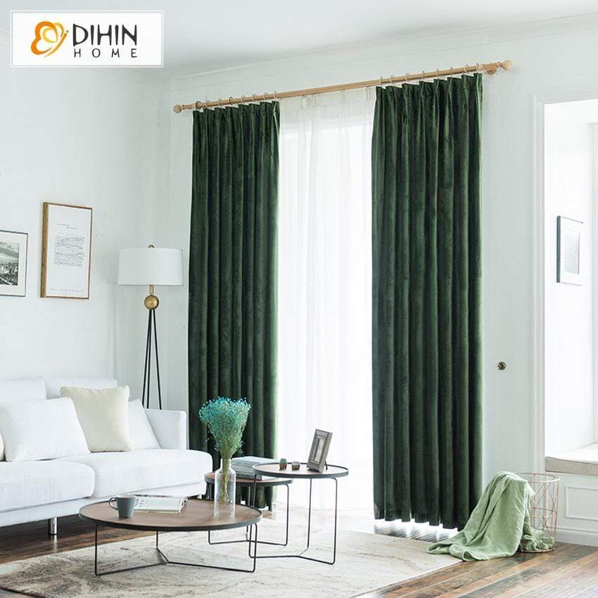 DIHIN HOME Modern Green Velvet Curtains ,Blackout Grommet Window Curtain for Living Room ,52x63-inch,1 Panel Roman Shades Curtains Window Blinds custom curtains blackout curtains curtains for living room sheer curtains curtain fabric linen curtains kitchen curtains velvet curtains pinch pleat curtains bay window curtains outdoor curtains pleated curtains floral curtains dining room curtains kitchen valances drapes for bedroom patio curtains nursery curtains grommet curtains