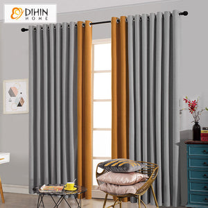 DIHIN HOME Modern Grey and Orange Cotton Linen,Blackout Curtains Grommet Window Curtain for Living Room,52x63-inch,1 Panel Roman Shades Curtains Window Blinds custom curtains blackout curtains curtains for living room sheer curtains curtain fabric linen curtains kitchen curtains velvet curtains pinch pleat curtains bay window curtains outdoor curtains pleated curtains floral curtains dining room curtains kitchen valances drapes for bedroom patio curtains nursery curtains grommet curtains