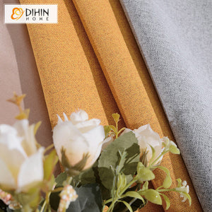 DIHIN HOME Modern Grey and Orange Cotton Linen,Blackout Curtains Grommet Window Curtain for Living Room,52x63-inch,1 Panel Roman Shades Window Curtains Curtains Window Blinds Curtains Drapes linen drapery curtains and drapes windows drapes custom curtains blackout curtains curtains for living room window shades sheer curtains curtain fabric window treatments custom drapery