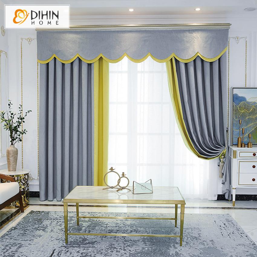 DIHIN HOME Modern Grey and Yellow Color Simple Valance,Blackout Curtains Grommet Window Curtain for Living Room ,52x84-inch,1 Panel Roman Shades Curtains Window Blinds custom curtains blackout curtains curtains for living room sheer curtains curtain fabric linen curtains kitchen curtains velvet curtains pinch pleat curtains bay window curtains outdoor curtains pleated curtains floral curtains dining room curtains kitchen valances drapes for bedroom patio curtains nursery curtains grommet curtains
