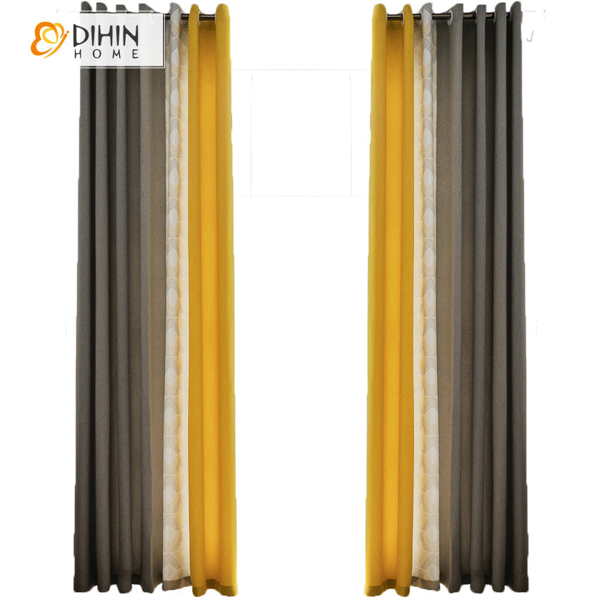 DIHIN HOME Modern Grey and Yellow Fabric Fashion Geometric Curtains,Blackout Grommet Window Curtain for Living Room ,52x63-inch,1 Panel Roman Shades Curtains Window Blinds custom curtains blackout curtains curtains for living room sheer curtains curtain fabric linen curtains kitchen curtains velvet curtains pinch pleat curtains bay window curtains outdoor curtains pleated curtains floral curtains dining room curtains kitchen valances drapes for bedroom patio curtains nursery curtains grommet curtains