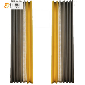 DIHIN HOME Modern Grey and Yellow Fabric Fashion Geometric Curtains,Blackout Grommet Window Curtain for Living Room ,52x63-inch,1 Panel Roman Shades Curtains Window Blinds custom curtains blackout curtains curtains for living room sheer curtains curtain fabric linen curtains kitchen curtains velvet curtains pinch pleat curtains bay window curtains outdoor curtains pleated curtains floral curtains dining room curtains kitchen valances drapes for bedroom patio curtains nursery curtains grommet curtains