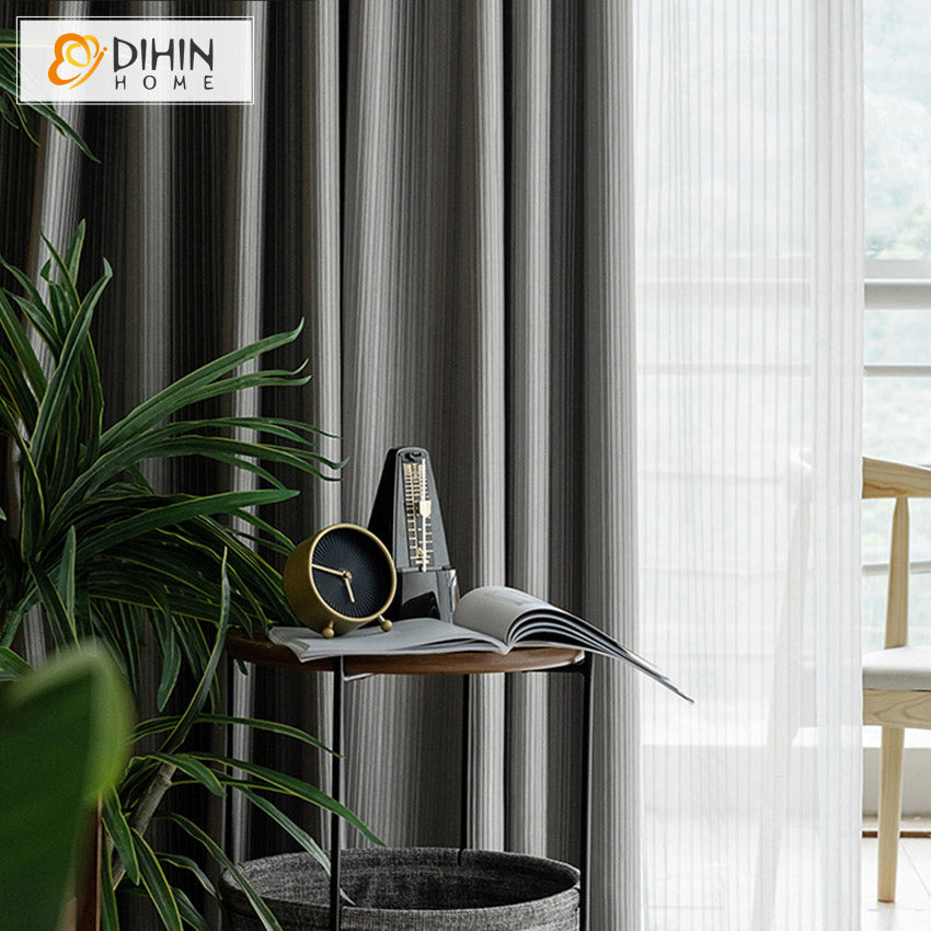 DIHIN HOME Modern Grey Strips,Blackout Grommet Window Curtain for Living Room ,52x63-inch,1 Panel Roman Shades Curtains Window Blinds custom curtains blackout curtains curtains for living room sheer curtains curtain fabric linen curtains kitchen curtains velvet curtains pinch pleat curtains bay window curtains outdoor curtains pleated curtains floral curtains dining room curtains kitchen valances drapes for bedroom patio curtains nursery curtains grommet curtains