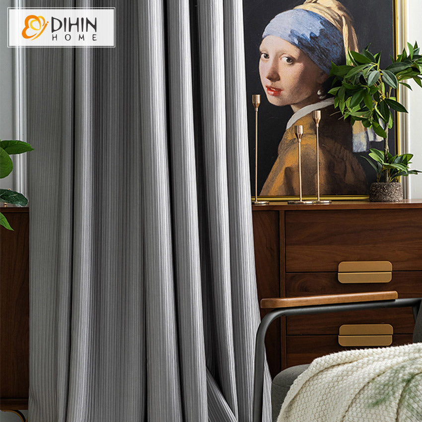 DIHIN HOME Modern Grey Strips,Blackout Grommet Window Curtain for Living Room ,52x63-inch,1 Panel Roman Shades Curtains Window Blinds custom curtains blackout curtains curtains for living room sheer curtains curtain fabric linen curtains kitchen curtains velvet curtains pinch pleat curtains bay window curtains outdoor curtains pleated curtains floral curtains dining room curtains kitchen valances drapes for bedroom patio curtains nursery curtains grommet curtains