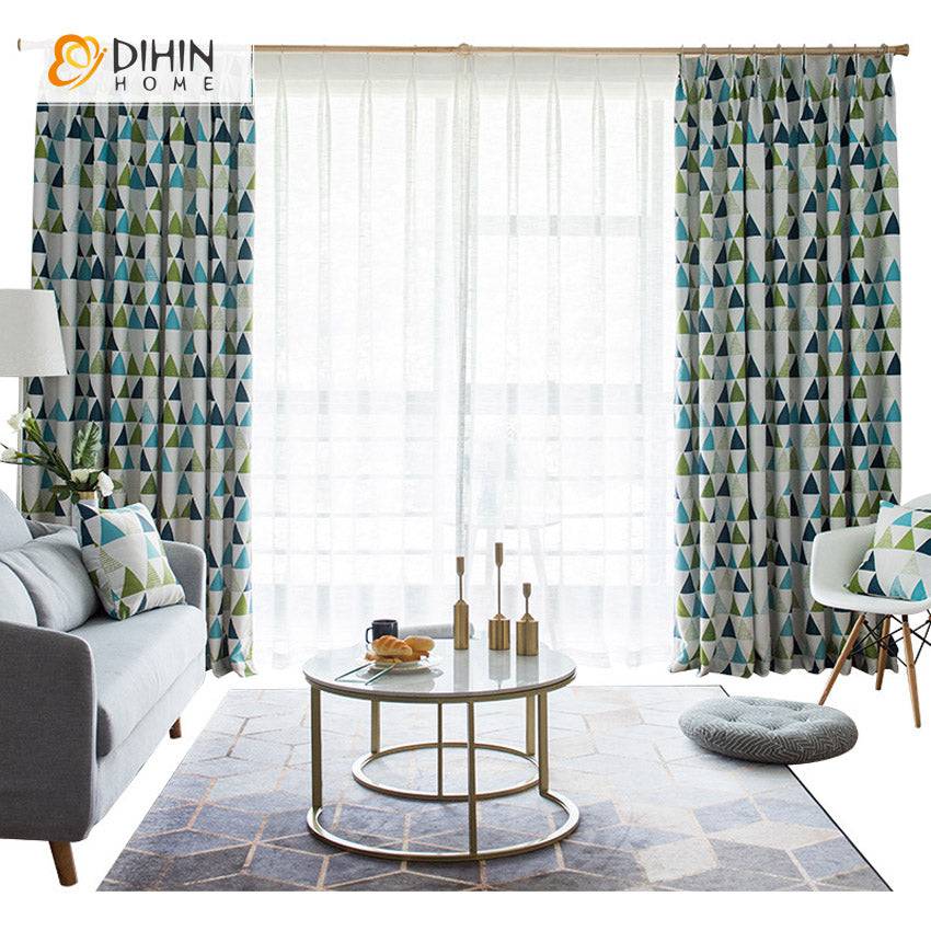 DIHIN HOME Modern High-end Colorful Geometric Triangle Printed,Blackout Grommet Window Curtain for Living Room,1 Panel Roman Shades Curtains Window Blinds custom curtains blackout curtains curtains for living room sheer curtains curtain fabric linen curtains kitchen curtains velvet curtains pinch pleat curtains bay window curtains outdoor curtains pleated curtains floral curtains dining room curtains kitchen valances drapes for bedroom patio curtains nursery curtains grommet curtains